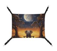 HETVBNS Animal Elephant Owl Tree Moon Star Pet Hammock for Cats & Dogs, Soft Breathable Canvas Hanging Hammock with Adjustable Straps, Comfortable & Durable Hanging Bed for Small to Medium Pets