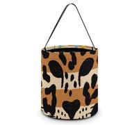 HETVBNS Animal Leopard Print Candy Bag Halloween Trick Or Treat Bucket 7.9x8.3in, Reusable Gift Bags for Party Holiday Wedding