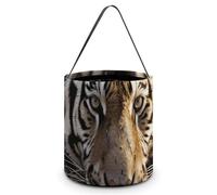 HETVBNS Animal Tiger Candy Bag Halloween Trick Or Treat Bucket 7.9x8.3in, Reusable Gift Bags for Party Holiday Wedding