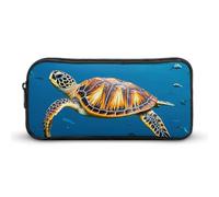 HETVBNS Animals Sea Turtles Pencil Case Large Capacity, Durable Pencil Pouch Portable Small Cosmetic Bag with Metal Zipper, Simple Makeup Pouch Aesthetic Toiletry Bag for Travel Office