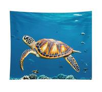 HETVBNS Animals Sea Turtles Tapestry Wall Hanging - 50"x60" Aesthetic Tapestries Soft Polyester Wall Art Decor Large Tapestry for Bedroom Living Room Dorm Backdrop, Hanging Kit Included