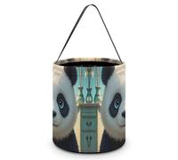 HETVBNS Anime Panda Face Candy Bag Halloween Trick Or Treat Bucket 7.9x8.3in, Reusable Gift Bags for Party Holiday Wedding