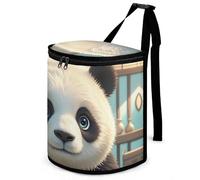 HETVBNS Anime Panda Face Car Trash Can with Lid, Leakproof Hanging Automotive Trash Bin, Waterproof Garbage Storage Bag for Vehicles, RV, Bathroom, Office