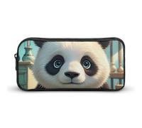 HETVBNS Anime Panda Face Pencil Case Large Capacity, Durable Pencil Pouch Portable Small Cosmetic Bag with Metal Zipper, Simple Makeup Pouch Aesthetic Toiletry Bag for Travel Office