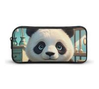 HETVBNS Anime Panda Face Pencil Case Large Capacity Zipper Pouch, Durable Pencil Box Organizer, Portable Small Cosmetic Bag for Office, Travel