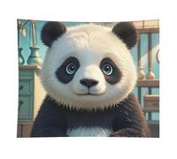 HETVBNS Anime Panda Face Tapestry Wall Hanging - 50"x60" Aesthetic Tapestries Soft Polyester Wall Art Decor Large Tapestry for Bedroom Living Room Dorm Backdrop, Hanging Kit Included