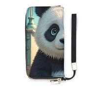 HETVBNS Anime Panda Face Wallet, Elegant Wristlet Wallet with Multi-Card Slots, PU Leather Long Purse for Women, Men