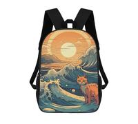 HETVBNS Anime Style Cat Backpack for Women Men, Durable 600D Polyester Bookbag with Large Capacity, Lightweight 17 Inch Laptop Backpack Minimalism Casual Daypack for Work, Travel