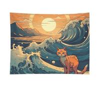 HETVBNS Anime Style Cat Tapestry Wall Hanging - 30"x40" Aesthetic Tapestries Soft Polyester Wall Art Decor Large Tapestry for Bedroom Living Room Dorm Backdrop, Hanging Kit Included