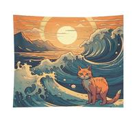 HETVBNS Anime Style Cat Tapestry Wall Hanging - 50"x60" Aesthetic Tapestries Soft Polyester Wall Art Decor Large Tapestry for Bedroom Living Room Dorm Backdrop, Hanging Kit Included
