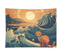 HETVBNS Anime Style Cat Tapestry Wall Hanging - 60"x80" Aesthetic Tapestries Soft Polyester Wall Art Decor Large Tapestry for Bedroom Living Room Dorm Backdrop, Hanging Kit Included