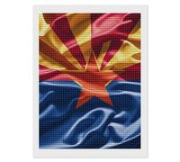 HETVBNS Arizona Flag Standard Diamond Painting Kits for Adults, Full Round Drill DIY Diamond Art for Beginners, 5D Gem Art and Crafts for Home Wall Decor 12"x16"