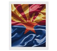 HETVBNS Arizona Flag Standard Diamond Painting Kits for Adults, Full Round Drill DIY Diamond Art for Beginners, 5D Gem Art and Crafts for Home Wall Decor 16"x20"
