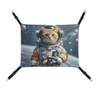 HETVBNS Astronaut Cat in Space Pet Hammock for Cats & Dogs, Soft Breathable Canvas Hanging Hammock with Adjustable Straps, Comfortable & Durable Hanging Bed for Small to Medium Pets