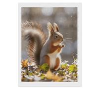 HETVBNS Autumn Squirrel Diamond Painting Kits for Adults, Full Round Drill DIY Diamond Art for Beginners, 5D Gem Art and Crafts for Home Wall Decor 12"x16"