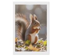 HETVBNS Autumn Squirrel Diamond Painting Kits for Adults, Full Round Drill DIY Diamond Art for Beginners, 5D Gem Art and Crafts for Home Wall Decor 8"x12"