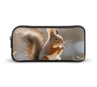 HETVBNS Autumn Squirrel Pencil Case Large Capacity, Durable Pencil Pouch Portable Small Cosmetic Bag with Metal Zipper, Simple Makeup Pouch Aesthetic Toiletry Bag for Travel Office