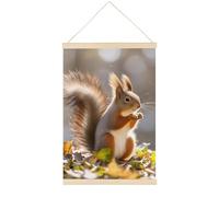 HETVBNS Autumn Squirrel Wall Art, 15.7 X 23.6 Inch Reusable Magnetic Poster Hanger - Canvas Poster Included, Complete Hanging Kit for Posters, Art, Maps
