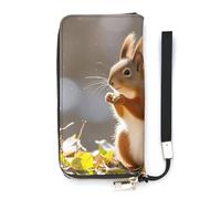 HETVBNS Autumn Squirrel Wallet, Elegant Wristlet Wallet with Multi-Card Slots, PU Leather Long Purse for Women, Men