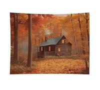HETVBNS Autumn Woods Cabin Tapestry Wall Hanging - 30"x40" Aesthetic Tapestries Soft Polyester Wall Art Decor Large Tapestry for Bedroom Living Room Dorm Backdrop, Hanging Kit Included