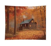 HETVBNS Autumn Woods Cabin Tapestry Wall Hanging - 50"x60" Aesthetic Tapestries Soft Polyester Wall Art Decor Large Tapestry for Bedroom Living Room Dorm Backdrop, Hanging Kit Included