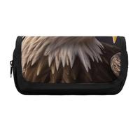 HETVBNS Bald Eagle Pencil Case Extra Large, Double Layer Pencil Pouch with Zipper, Portable Cosmetic Bags for Travel, Office Stationery Organizer for Women Men