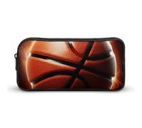 HETVBNS Basketball On Fire Pencil Case Large Capacity, Durable Pencil Pouch Portable Small Cosmetic Bag with Metal Zipper, Simple Makeup Pouch Aesthetic Toiletry Bag for Travel Office
