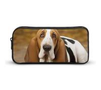 HETVBNS Basset Hound Pencil Case Large Capacity, Durable Pencil Pouch Portable Small Cosmetic Bag with Metal Zipper, Simple Makeup Pouch Aesthetic Toiletry Bag for Travel Office