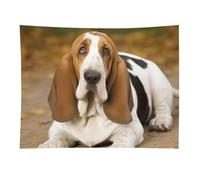 HETVBNS Basset Hound Tapestry Wall Hanging - 30"x40" Aesthetic Tapestries Soft Polyester Wall Art Decor Large Tapestry for Bedroom Living Room Dorm Backdrop, Hanging Kit Included