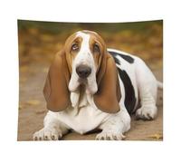 HETVBNS Basset Hound Tapestry Wall Hanging - 50"x60" Aesthetic Tapestries Soft Polyester Wall Art Decor Large Tapestry for Bedroom Living Room Dorm Backdrop, Hanging Kit Included