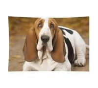 HETVBNS Basset Hound Tapestry Wall Hanging - 60"x90" Aesthetic Tapestries Soft Polyester Wall Art Decor Large Tapestry for Bedroom Living Room Dorm Backdrop, Hanging Kit Included