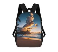 HETVBNS Beach Sunset Sea Clouds Backpack for Women Men, Durable 600D Polyester Bookbag with Large Capacity, Lightweight 17 Inch Laptop Backpack Minimalism Casual Daypack for Work, Travel