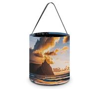 HETVBNS Beach Sunset Sea Clouds Candy Bag Halloween Trick Or Treat Bucket 7.9x8.3in, Reusable Gift Bags for Party Holiday Wedding