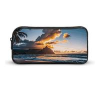 HETVBNS Beach Sunset Sea Clouds Pencil Case Large Capacity, Durable Pencil Pouch Portable Small Cosmetic Bag with Metal Zipper, Simple Makeup Pouch Aesthetic Toiletry Bag for Travel Office