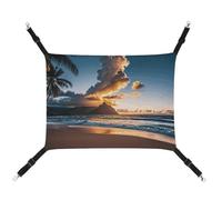 HETVBNS Beach Sunset Sea Clouds Pet Hammock for Cats & Dogs, Soft Breathable Canvas Hanging Hammock with Adjustable Straps, Comfortable & Durable Hanging Bed for Small to Medium Pets