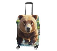 HETVBNS Bear Crossing The River Cartoon Luggage Cover, Elastic Luggage Protector Fits 19-32in Suitcases, Washable & Anti-Scratch Suitcase Cover for Men Women, style, M, Classic