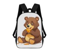 HETVBNS Bear Eating Backpack for Women Men, Durable 600D Polyester Bookbag with Large Capacity, Lightweight 17 Inch Laptop Backpack Minimalism Casual Daypack for Work, Travel