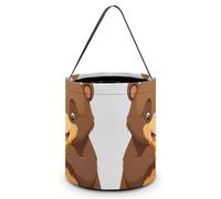 HETVBNS Bear Eating Candy Bag Halloween Trick Or Treat Bucket 7.9x8.3in, Reusable Gift Bags for Party Holiday Wedding