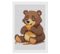 HETVBNS Bear Eating Diamond Painting Kits for Adults, Full Round Drill DIY Diamond Art for Beginners, 5D Gem Art and Crafts for Home Wall Decor 8"x12"