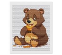 HETVBNS Bear Eating Diamond Painting Kits for Adults, Full Round Drill DIY Diamond Art for Beginners, 5D Gem Art and Crafts for Home Wall Decor 16"x20"
