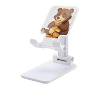 HETVBNS Bear Eating Phone Stand for Desk - Adjustable & Foldable Tablet Stand Portable Cell Phone Stand Holder Compatible with 4-13" Smartphones, Tablets