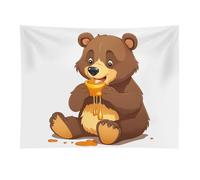 HETVBNS Bear Eating Tapestry Wall Hanging - 30"x40" Aesthetic Tapestries Soft Polyester Wall Art Decor Large Tapestry for Bedroom Living Room Dorm Backdrop, Hanging Kit Included