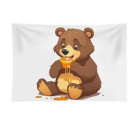 HETVBNS Bear Eating Tapestry Wall Hanging - 40"x60" Aesthetic Tapestries Soft Polyester Wall Art Decor Large Tapestry for Bedroom Living Room Dorm Backdrop, Hanging Kit Included