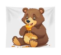 HETVBNS Bear Eating Tapestry Wall Hanging - 50"x60" Aesthetic Tapestries Soft Polyester Wall Art Decor Large Tapestry for Bedroom Living Room Dorm Backdrop, Hanging Kit Included
