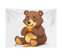 HETVBNS Bear Eating Tapestry Wall Hanging - 60"x80" Aesthetic Tapestries Soft Polyester Wall Art Decor Large Tapestry for Bedroom Living Room Dorm Backdrop, Hanging Kit Included