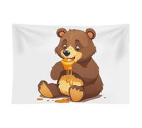 HETVBNS Bear Eating Tapestry Wall Hanging - 60"x90" Aesthetic Tapestries Soft Polyester Wall Art Decor Large Tapestry for Bedroom Living Room Dorm Backdrop, Hanging Kit Included