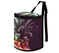 HETVBNS Beautiful Pineapple Car Trash Can with Lid, Leakproof Hanging Automotive Trash Bin, Waterproof Garbage Storage Bag for Vehicles, RV, Bathroom, Office