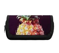 HETVBNS Beautiful Pineapple Pencil Case Extra Large, Double Layer Pencil Pouch with Zipper, Portable Cosmetic Bags for Travel, Office Stationery Organizer for Women Men