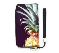 HETVBNS Beautiful Pineapple Wallet, Elegant Wristlet Wallet with Multi-Card Slots, PU Leather Long Purse for Women, Men