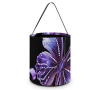 HETVBNS Beautiful Purple Butterfly Candy Bag Halloween Trick Or Treat Bucket 7.9x8.3in, Reusable Gift Bags for Party Holiday Wedding